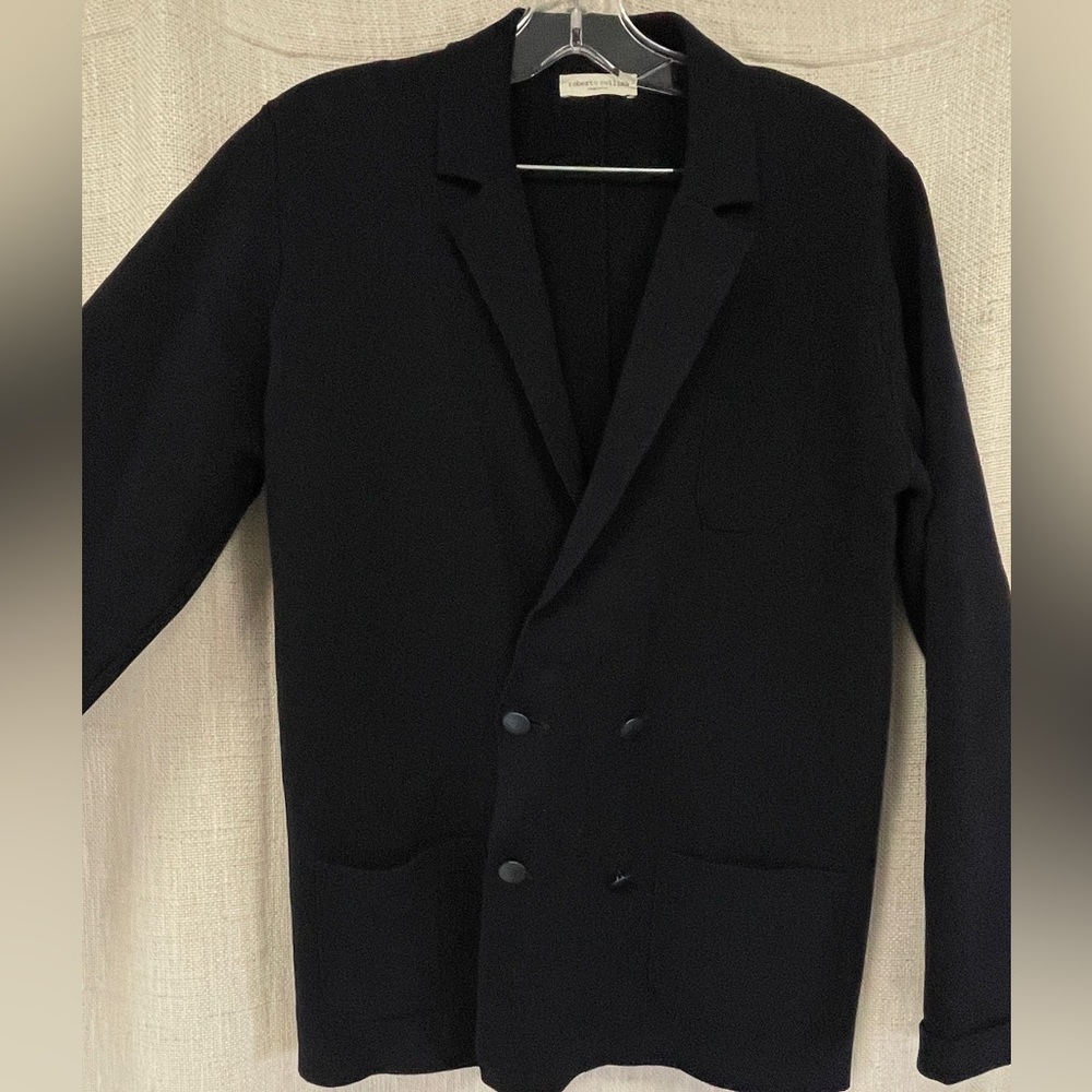 Roberto Collina Midnight Black Sweater blazer double breasted